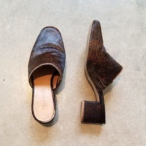 Madewell Walker Mule in Spotted Calf Hair